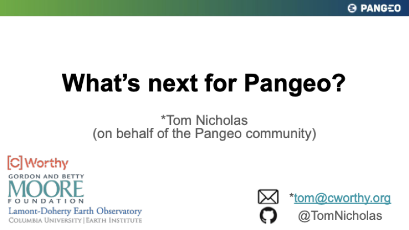 First slide of What's next for Pangeo?