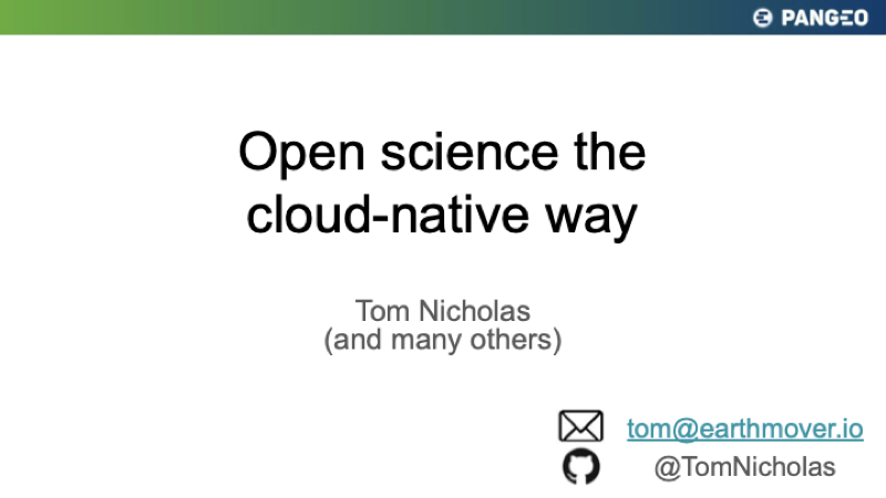First slide of Open science the cloud-native way